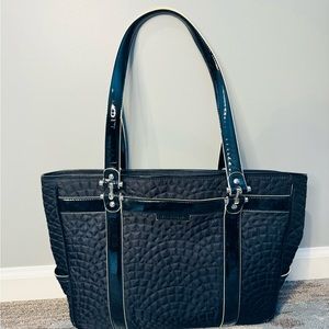 Vera Bradley large black laptop bag or shoulder bag with patent leather straps